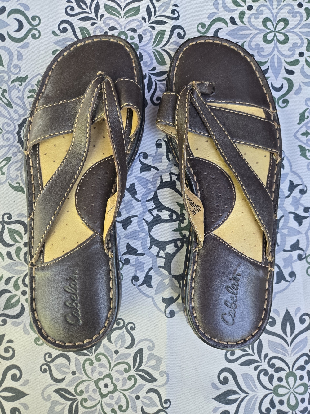 Cabela's Brown Leather Slide Sandals 8M